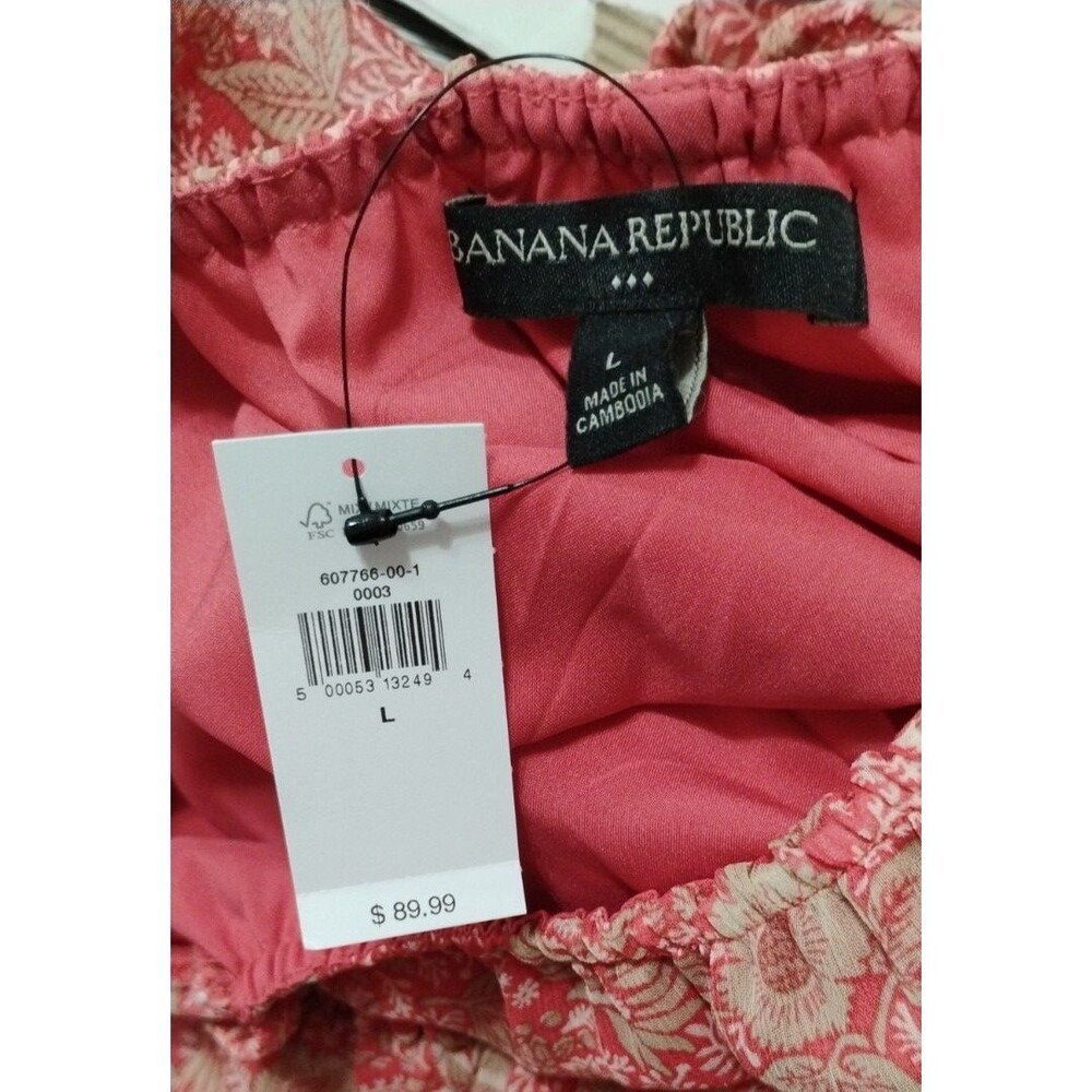 NWT Banana Republic Dress Womens L Coral Chiffon Boho Flounce ($89) - Picture 3 of 9